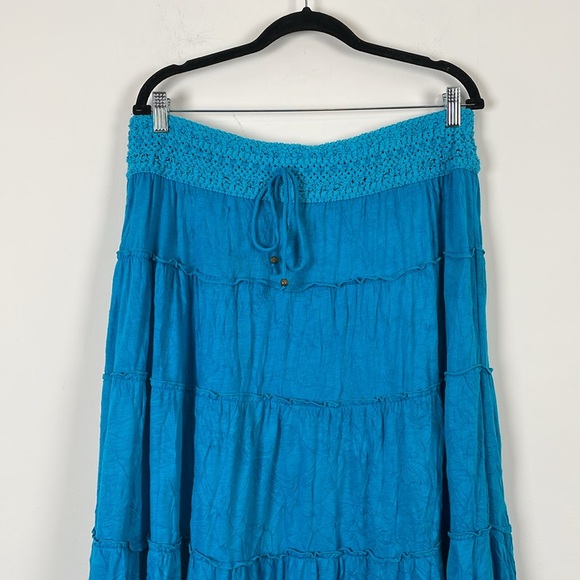 INC International Concepts Flowy Boho Drawstring Waist Tiered Gauze Maxi Skirt - Picture 3 of 8